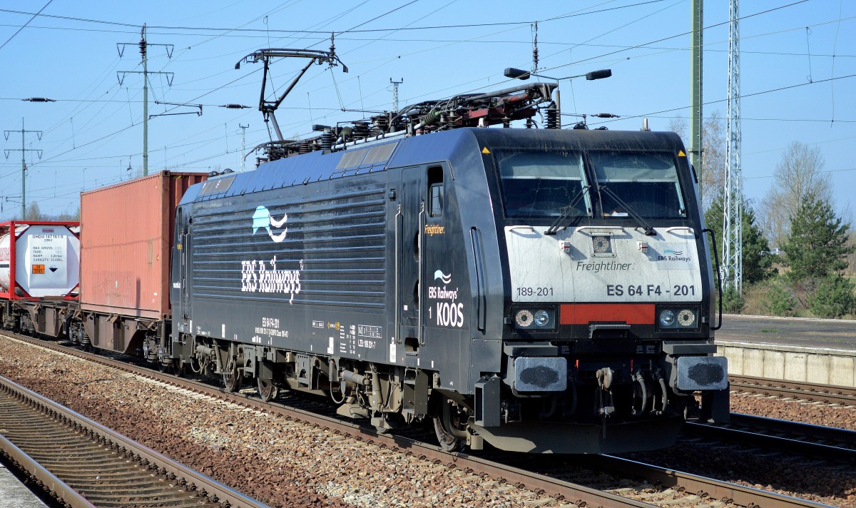 MRCE Mietlok 189-201 von ERSR mit dem Poznan-Shuttle am 15.041.5 Durchfahrt Bhf. Flughafen Berlin-Schönefeld.