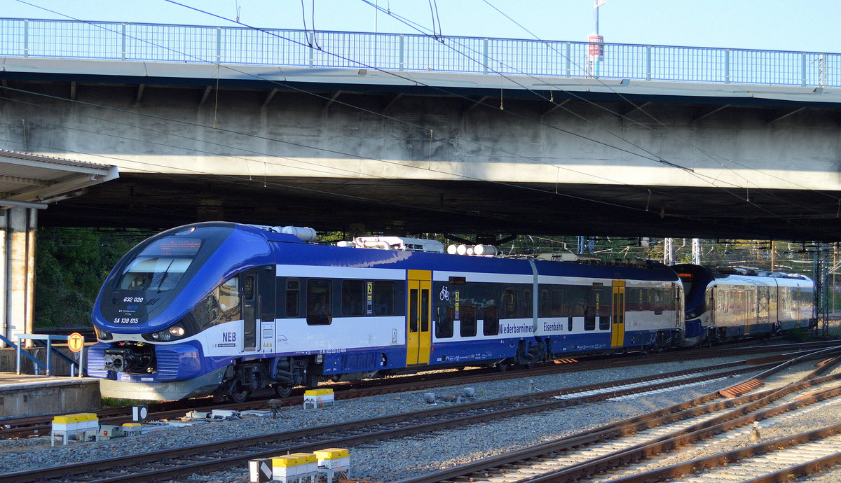 NEB mit 632 020/SA 139 015 + 632 ??? mit dem RB 26 bei der Einfahrt Bf. Berlin Lichtenberg am 27.09.16