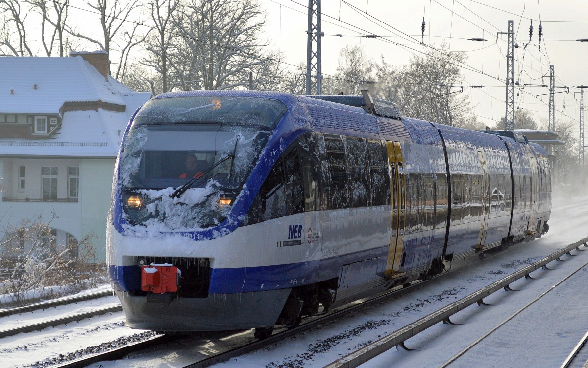 NEB VT 0011 (643 624-9) aud Dienstfahrt Richtung Basdorf, 29.12.14 Berlin-Karow.