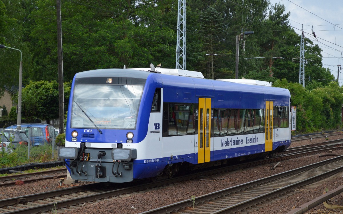 NEB VT 002 (95 80 0650 534-0 D-NEBB) auf Leerfahrt am 18.06.15 Berlin-Hirschgarten.