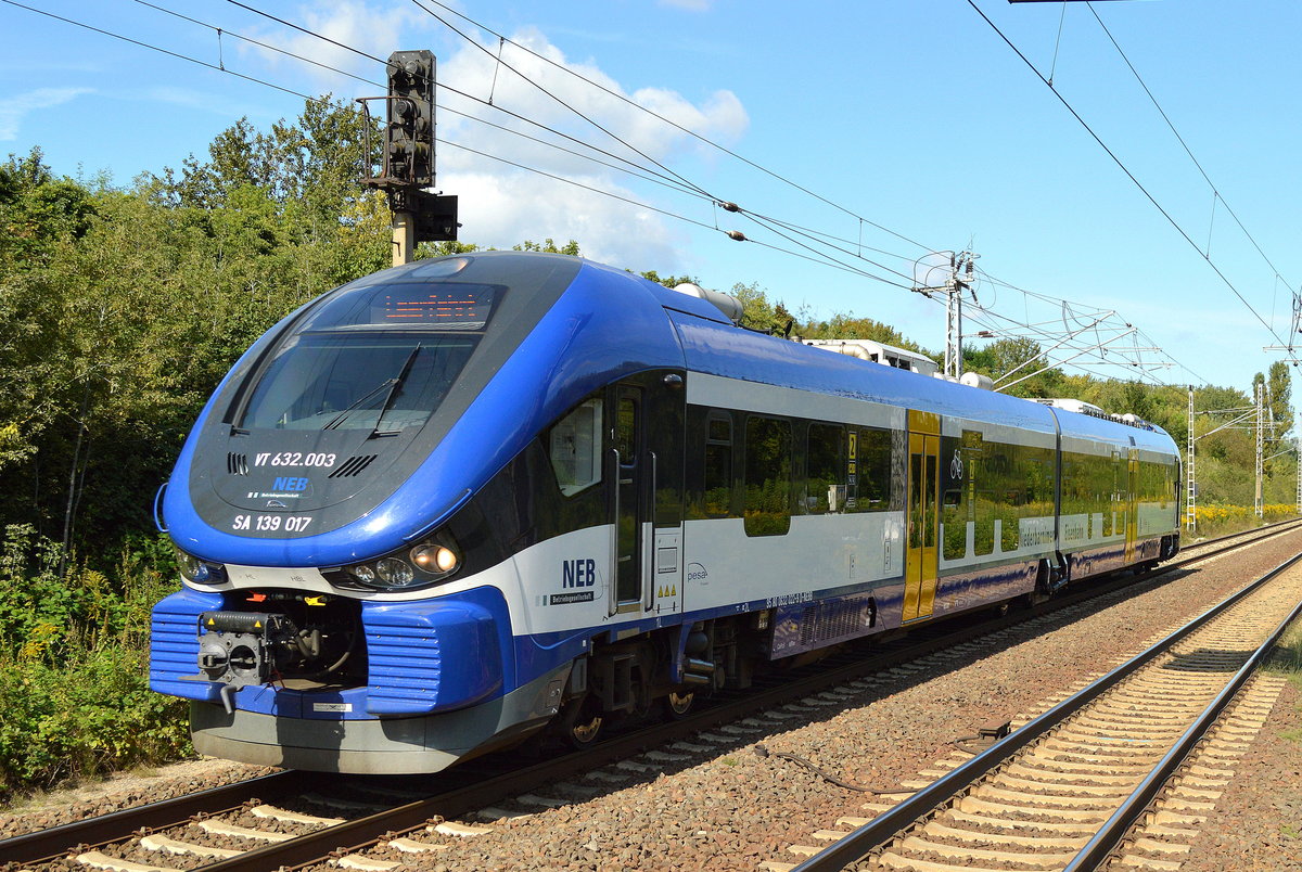 NEB VT 632.003/ SA 139 017 zur Bereitstellung BF. Berlin-Lichtenberg am 04.09.17 Bf. BErlin-Hohenschönhausen.