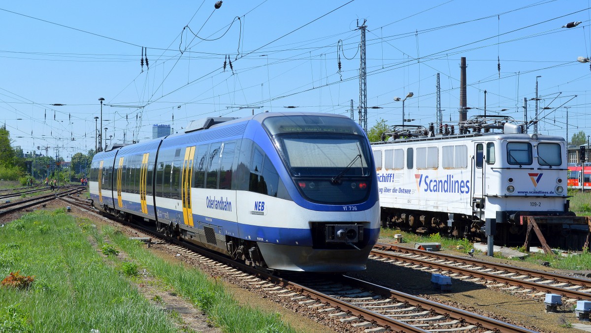 NEB VT 736 fährt zum Abstellgelände Berlin-Nöldnerplatz am 28.04.14 Bhf. Berlin-Lichtenberg.