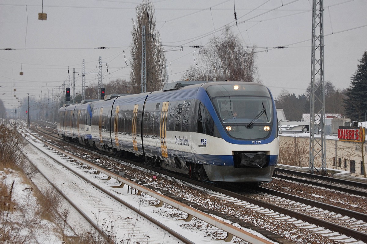 NEB VT 737 + VT ? zur Bereitstellung Bhf. Berlin-Lichtenberg am 31.01.14 Richtung Karower Kreuz Berlin. 