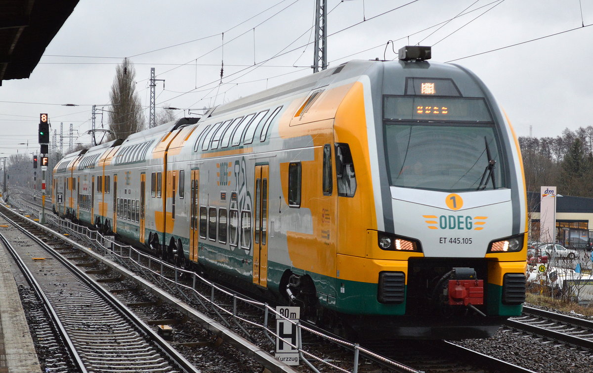 ODEG-Kiss ET 445.105 auf dem Weg zur Bereitstellung am 23.02.17 Berlin-Karow.