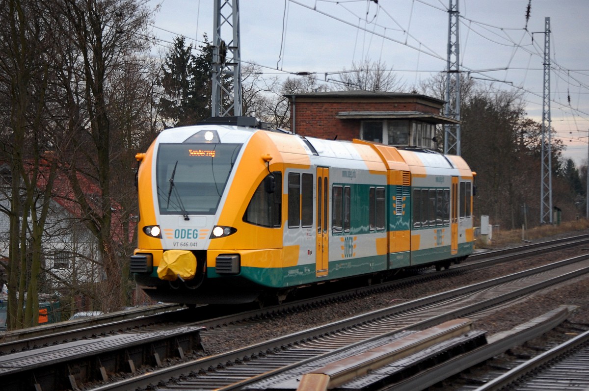 ODEG VT 646.041 Richtung Eberswalde am 07.02.14 Berlin-Karow.