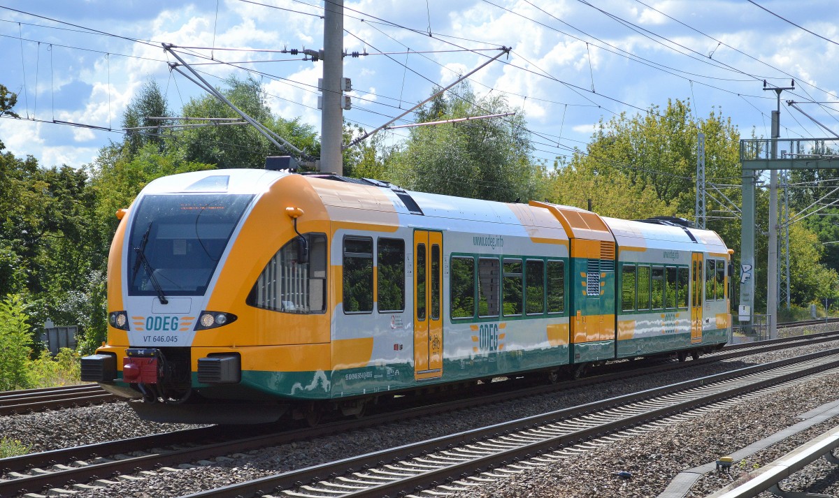 ODEG VT 646.045 auf Betriebsfahrt Richtung Eberswalde am 27.08.14 Berlin-Pankow.