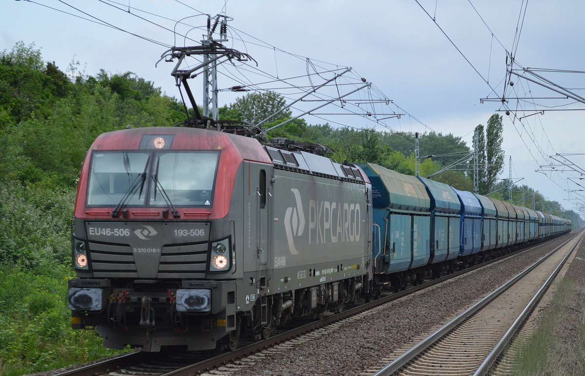 PKP Caego mit EU46-5067193-506 mit Schüttgutwagenzug am 12.06.17 Berlin-Hohenschönhausen.