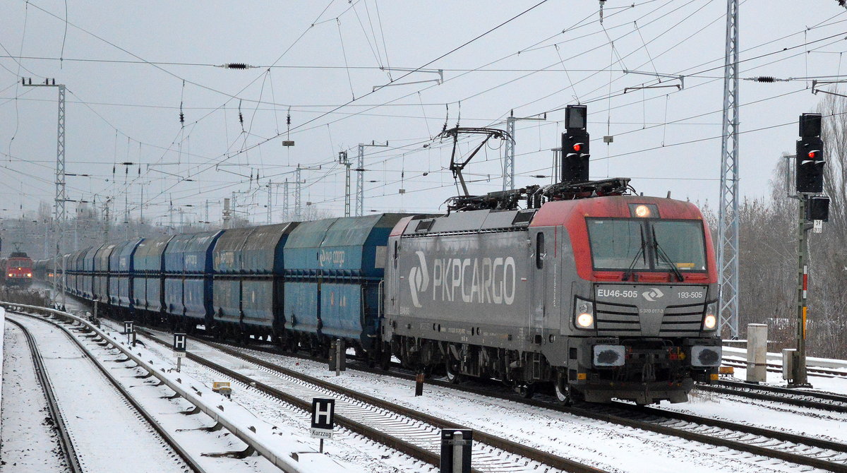 PKP Cargo EU46-505/193-505 mit Kohlezug am 09.01.16 Richtung Berlin am 09.01.17 Berlin-Grünau.