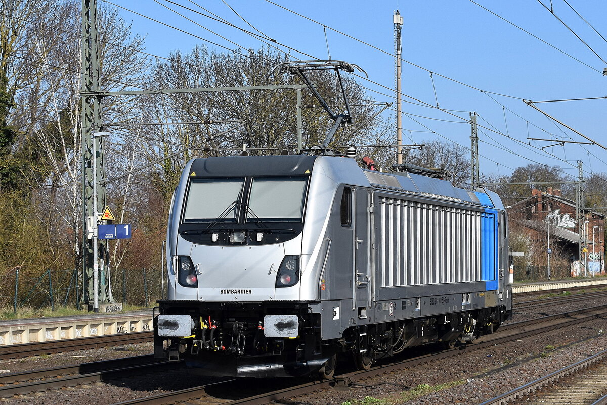 Railpool GmbH, München [D] mit ihrer Lok  187 302-5  [NVR-Nummer: 91 80 6187 302-5 D-Rpool], aktueller Leasingnehmer unbekannt, aktuell ohne Fontnummern? am 27.03.25 Höhe Bahnhof Niederndodeleben.