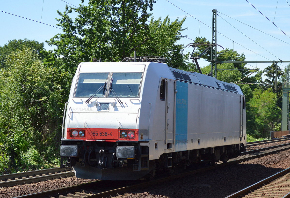 Railpool-Lok 185 638-4, zu diesem Zeitpunkt für RTB Cargo im Einsatz am 31.07.17 Dresden-Strehlen.
