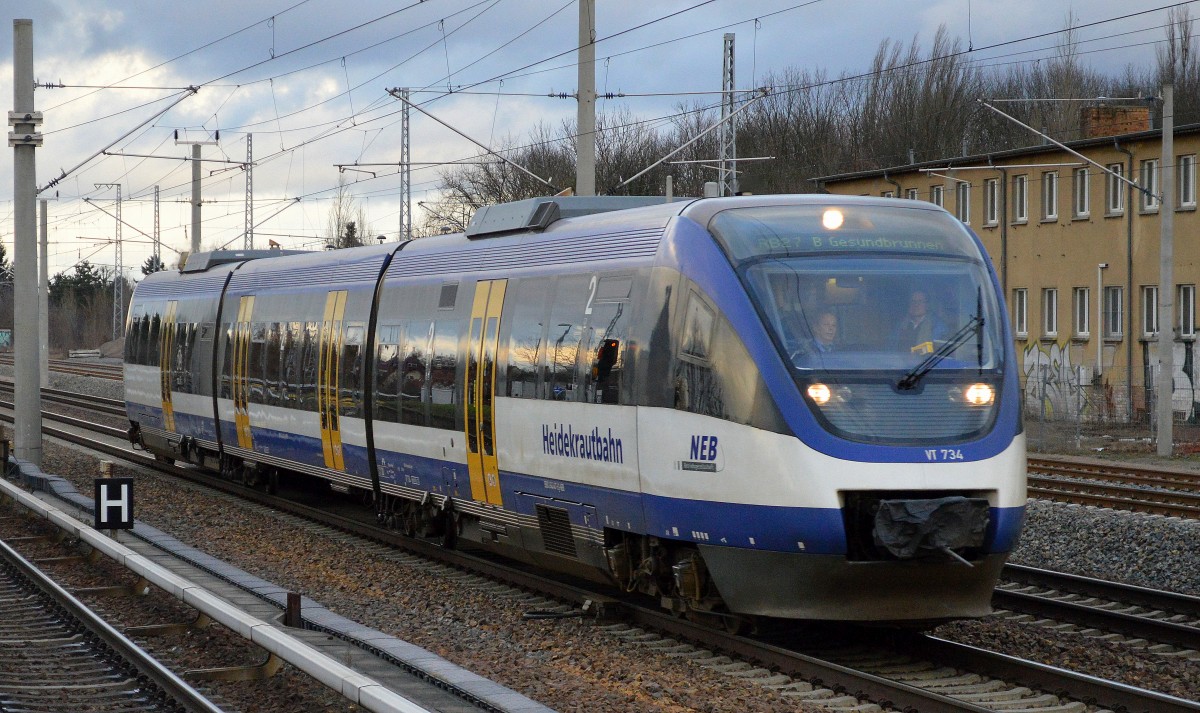 RB27 mit NEB VT 734 Richtung Berlin-Gesundbrunnen am 02.01.15 Berlin-Blankenburg.