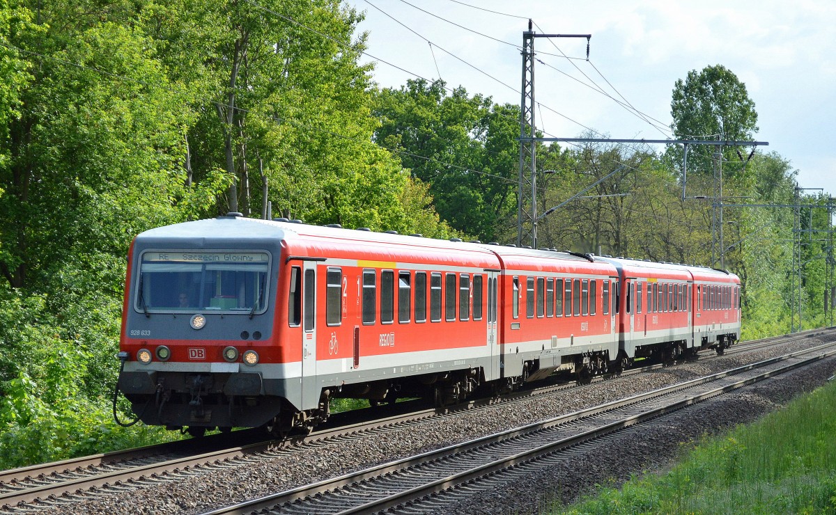 RE nach Szczecin Glowny u.a mit 928 633 am 21.05.15 Röntgental b. Berlin.