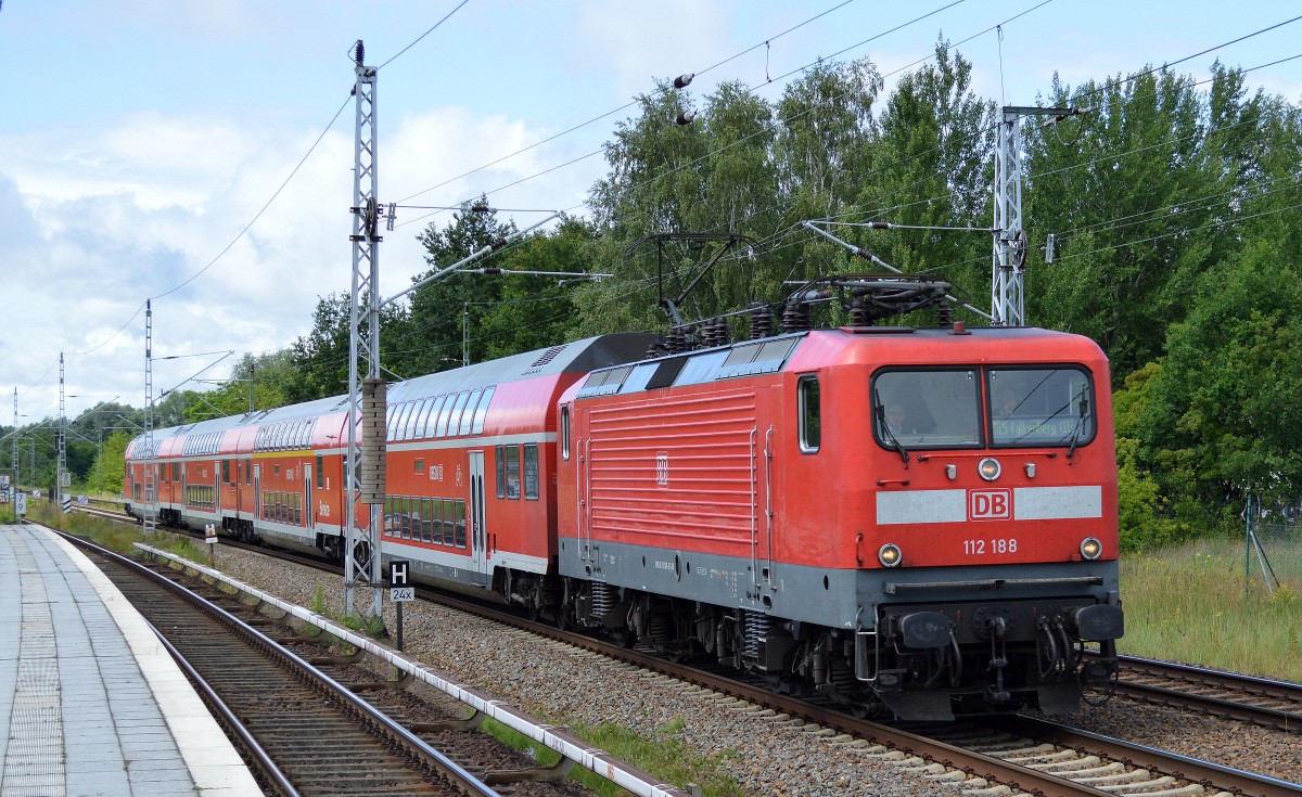 RE5 nach Falkenberg mit 112 188 am 24.06.14 Mühlenbeck/Mönchmühle. 
