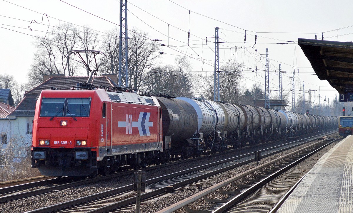 RHC 2063/185 605-3 mit Kesselwagenzug am 17.03.15 Berlin-Karow.