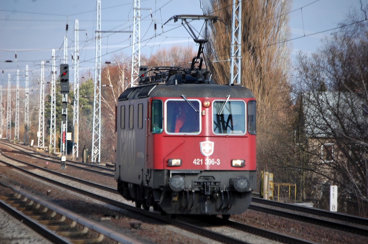 SBB Cargo Mietlok Re 421 396-3 Richtung Karower Kreuz Berlin, 11.02.14