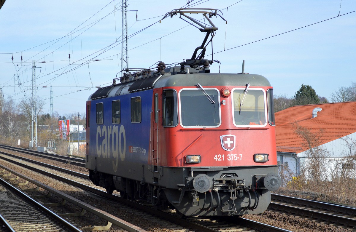 SBB Cargo Mietlok Re 421 375-7 am 24.02.15 Richtung Karower Kreuz Berlin.
