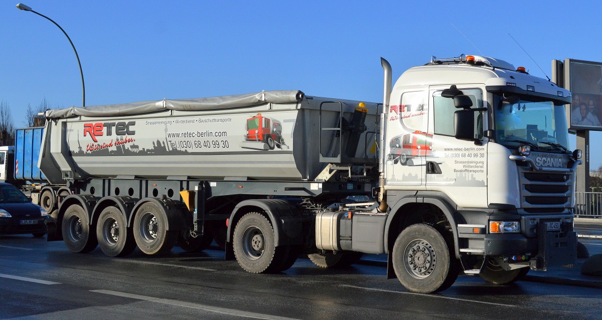 SCANIA Sattelkipper der Fa. RETEC am 03.03.15 Berlin-Beusselbrücke.