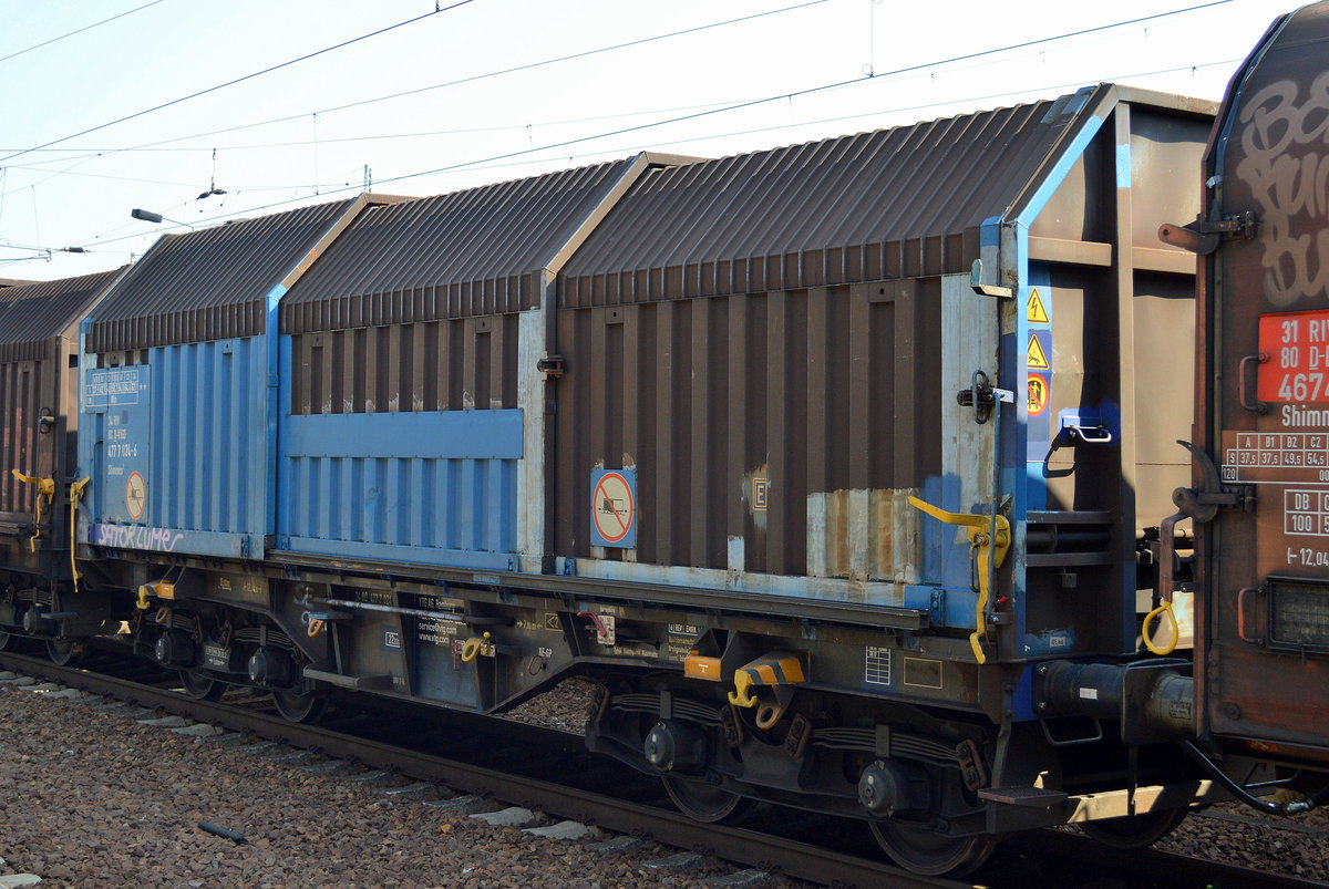 Teleskophauben-Wagen für Stahlcoil Transporte vom Einsteller VTG in Hamburg mit der Nr. 34 RIV 80 D-VTGD 477 7 024-6 Shimmns2 am 14.09.16 Bf. Flughafen Berlin-Schönefeld.
