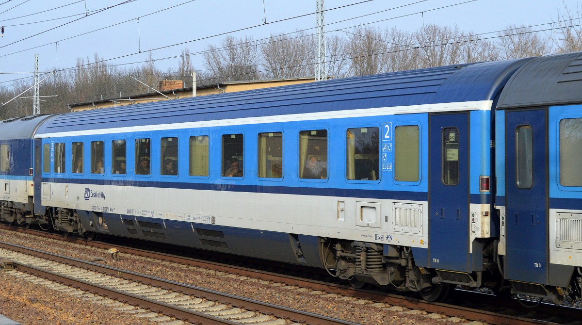 Tschechischer EC 2.Klasse Abteilwagen mit der Nr. CZ-CD 73 54 21-91 037-4 Bmz 245 am 25.03.15 Berlin-Blankenburg.
