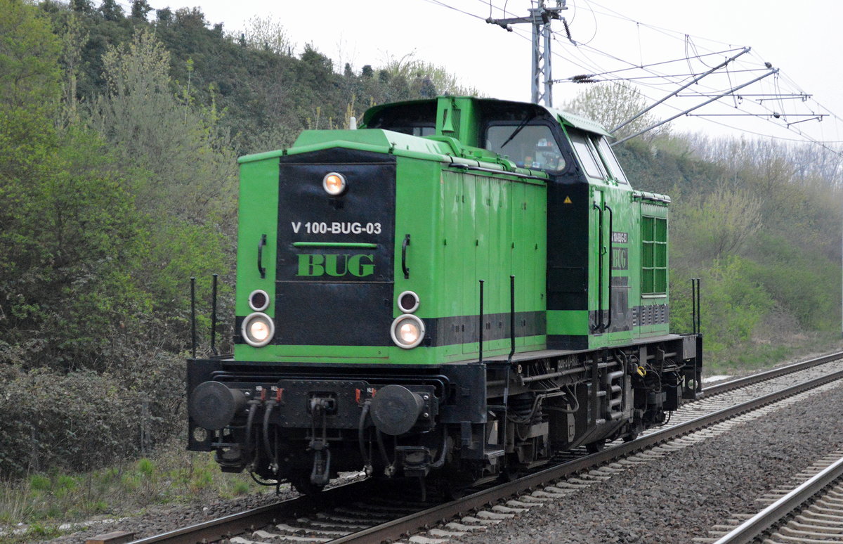 V 100-BUG-03 (202 520-3) Richtung Bf. Berlin-Lichtenberg am 04.04.17 Bf. Berlin-Hohenschönhausen.