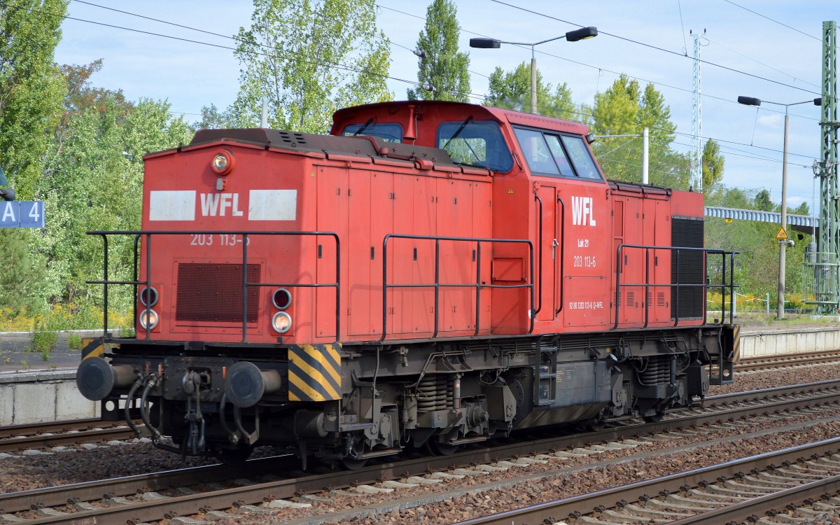 WFL Lok 21 (203 113-6) am 08.09.15 Bhf. Flughafen Berlin-Schönefeld.