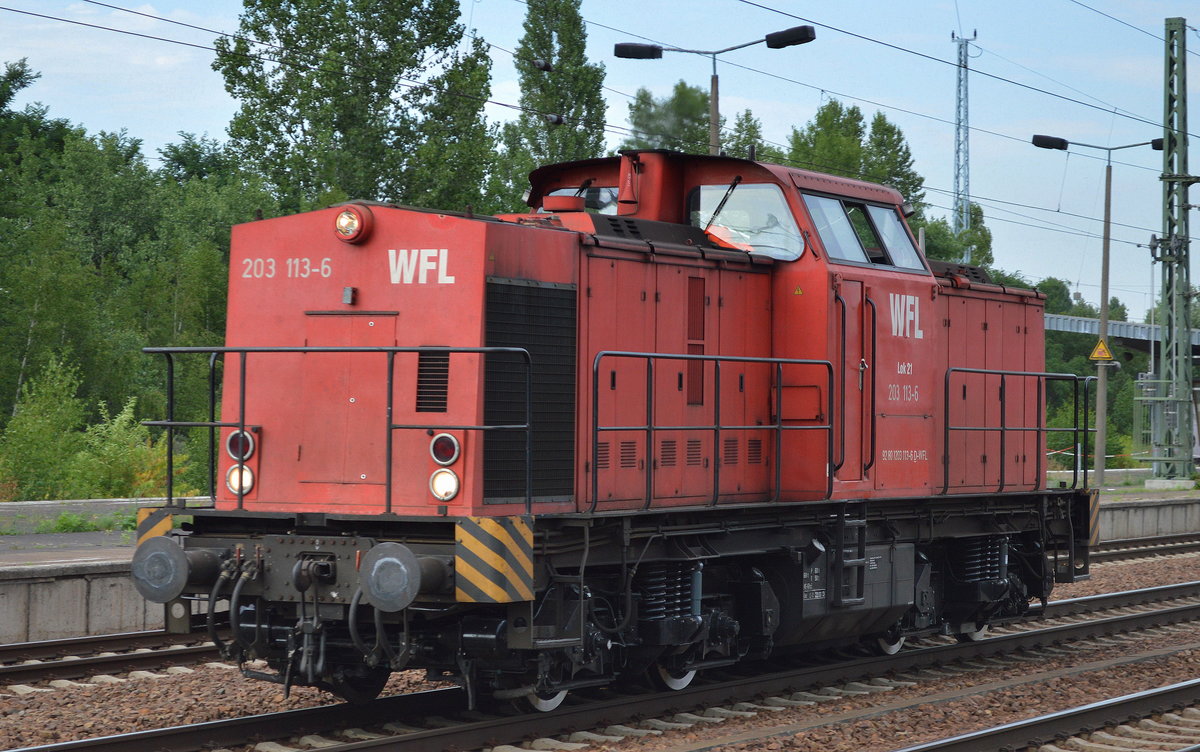 WFL Lok 21/203 113-6 am 21.07.16 Bf. Flughafen Berlin-Schönefeld.