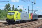 RHC Lokzug mit den Mietloks Dispolok 145 084-0 + Alphatrains 119 007-2 (91 76 0119 007-2 N-RHC (185 626-9 ))am 20.07.15 Bhf.