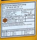 Hier die Registriertafel + Beschreibung der Schienfr�smaschine SF 03 der fa.