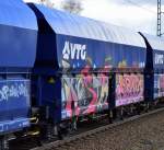 Graffiti an einem VTG-Schüttgutwagen am 02.04.15 Berlin-Jungfernheide.