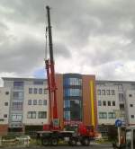 Hier noch mal in Gesamtansicht, der LIEBHERR LTF 1045-4.1 Teleskop-Aufbaukran (SCANIA P380 Fahrzeuggestell)der Fa.