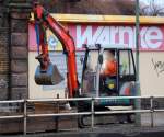 Minibagger KUBOTA KX121-2 bei Erdarbeiten in der Yorkstr.