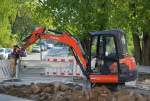Minibagger KUBOTA KX101-3 a3 mit Bohrhammer als Aufsatz am 22.04.14 Berlin-Pankow.