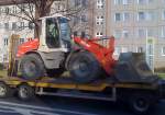 Ein ATLAS Super 95 TURBO Radlader auf einem H�nger, 08.11.11 Berlin-Wei�ensee. 