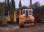 Eine LIEBHERR Raupe Typ 712 der Gleisbaufirma EICHHOLZ bei Bauarbeiten im Herbst 2007 Gro�baustelle Berlin Ostkreuz.