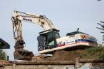 KOMATSU PC340 der Baufirma EUROVIA, Abri�arbeiten der alten Bahnbr�cken in Berlin-Pankow am 02.09.08