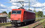 HSL Logistik GmbH, Hamburg [D] mit der geleasten BRLL Lok  145 093-1  [NVR-Nummer: 91 80 6145 093-1 D-BRLL] am 15.09.25 Höhe Bahnhof Magdeburg-Neustadt.
