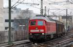 232 669-2 mit Ganzzug Schiebewandwagen (Papier und Kartonagen) Richtung Nordosten, 09.01.14 Berlin-Wedding.