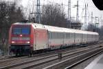 EC 378 mit 101 038-8 und �berraschenderweise nur aus �sterreichischen Wagen bestehend, 12.03.11 Berlin-Karow.