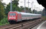 IC 2426 zum Seebad Heringsdorf mit 101 122-0 und 218 345-7 am Ende des Zuges am 14.09.12 Berlin-Karow.