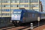 Leider nur eine Belegaufnahme, die relativ neue DB 101�r Werbelok  STARLIGHT EXPRESS  101 025-5 mit EC? Richtung Berlin-Gesundbrunnen am 09.07.13 Berlin-Wedding.
