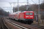 RE3 nach Schwedt(Oder) mit Schublok 112 120 Richtung Bernau, 07.02.13 Berlin-Buch.