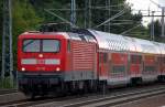 RE5 nach Strasund mit 112 121 am 20.08.13 Berlin-Karow.