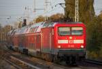RE3 nach Elsterwerda mit 112 108, 22.10.13 Berlin-Karow.