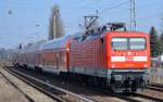 RE3 nach Wünsdorf-Waldstadt mit 112 116 am 17.03.15 Berlin-Karow.