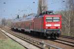 114 015-1 mit dem RE3 nach Elsterwerda, 08.04.11 Berlin-Karow.