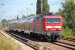114 036-7 als RE3 Richtung W�nsdorf/Waldstadt, 22.08.11 Berlin-Karow.