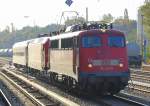 PbZ mit 115 459-0 mit einer DB 145�r + Nachtzugwagen am Haken am 06.10.11 Berlin Greifswalder Str.