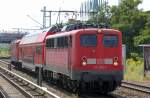 PbZ mit 115 205-7 und Regio-Doppelstockwagen + 112 156-5 am Haken, 17.08.12 Berlin Landsberger Allee.