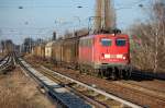 140 621-4 mit Ganzzug Schiebewandwagen, 23.03.12 Berlin-Karow.