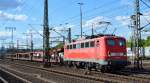 140 680-0 mit Leerzug PKW-Transportwagen am 16.05.14 Durchfahrt Bhf.